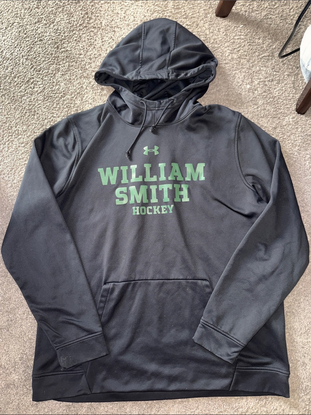Under Armour William Smith Hockey Black Hoodie with Green Logo